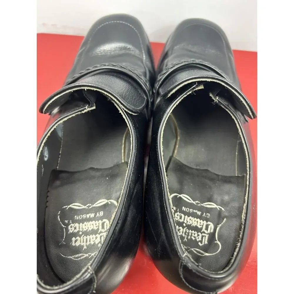 Black Leather Men’s 8.5‎ by Leather Classics By Mason Dress Shoes Goodyear Heels